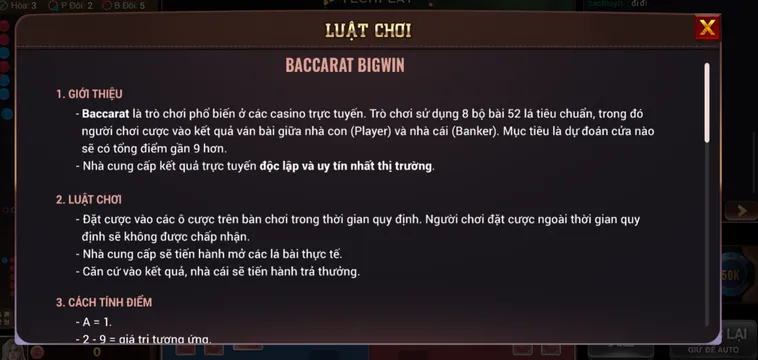 Chinh Phục Sòng Bài Sang Trọng Cùng Trải Nghiệm Baccarat BigWin Tại BomWin Đỉnh Cao
